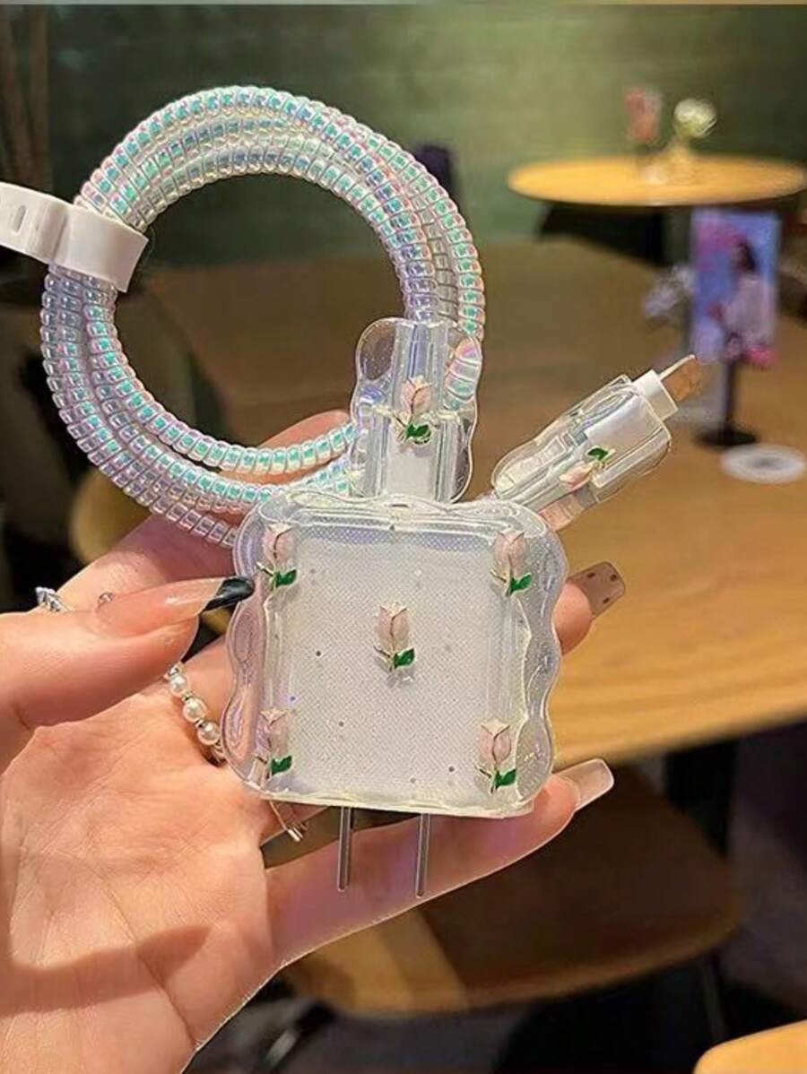 5pcs Cherry Design Charging Cable Protector