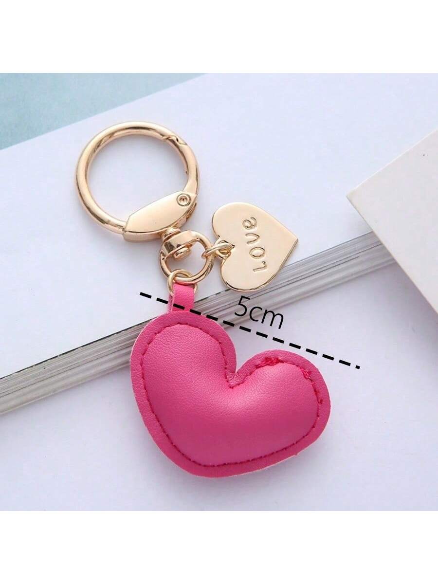 Unisex Minimalist PU Leather Heart Keychain