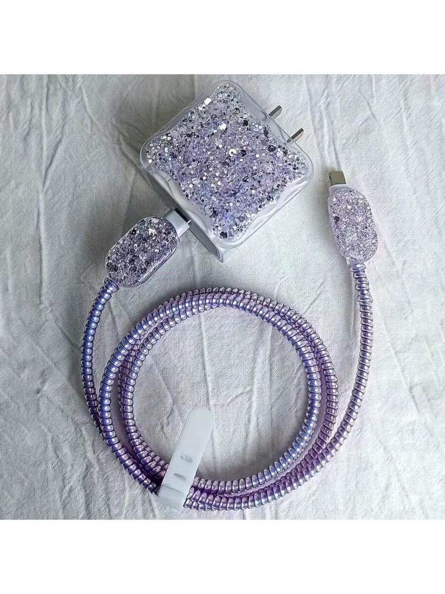 5pcs Glitter TPU Phone Charger Protective Covers