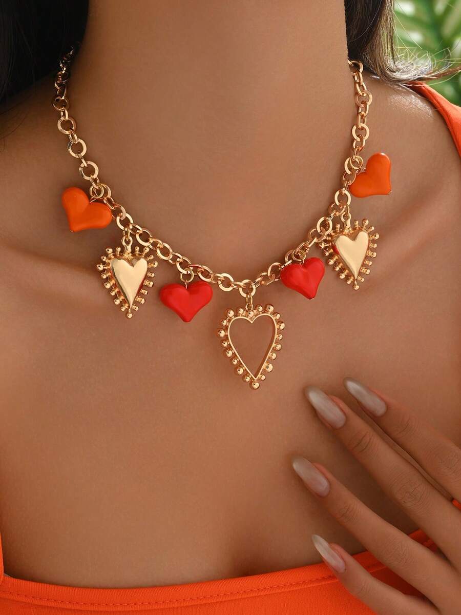 Elegant Fashion Gold Chain Plastic Orange Red Jelly