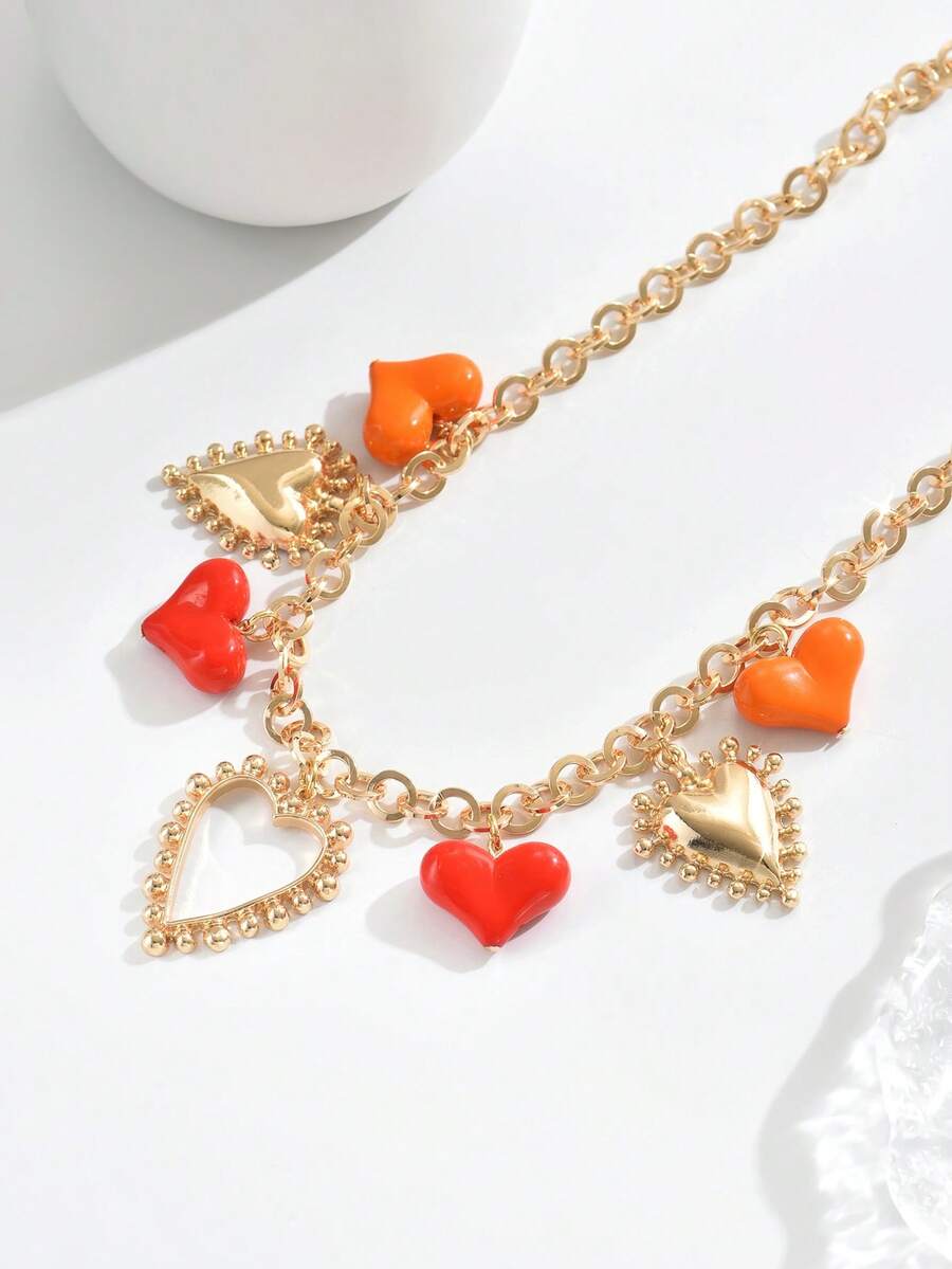 Elegant Fashion Gold Chain Plastic Orange Red Jelly