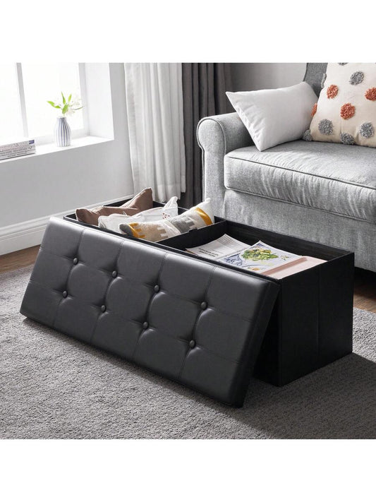 SONGMICS 43 Inches Folding Storage Ottoman Bench Storage