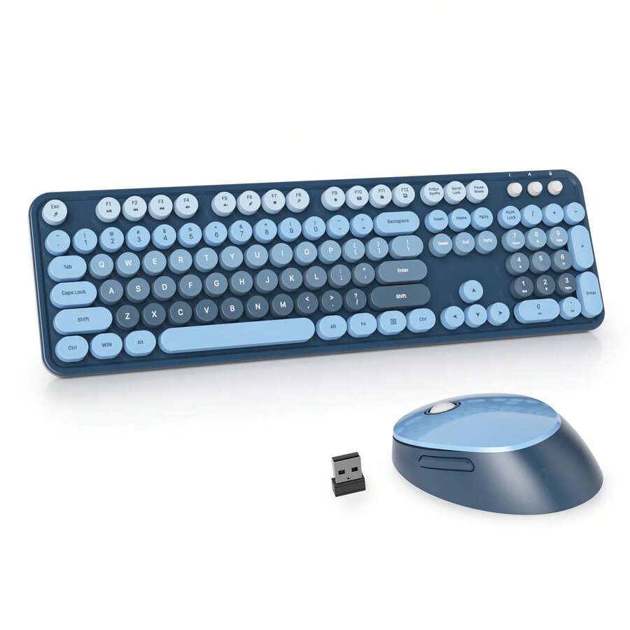 Wireless Keyboard And Mouse Set, Cute Keyboard And Mouse Combo