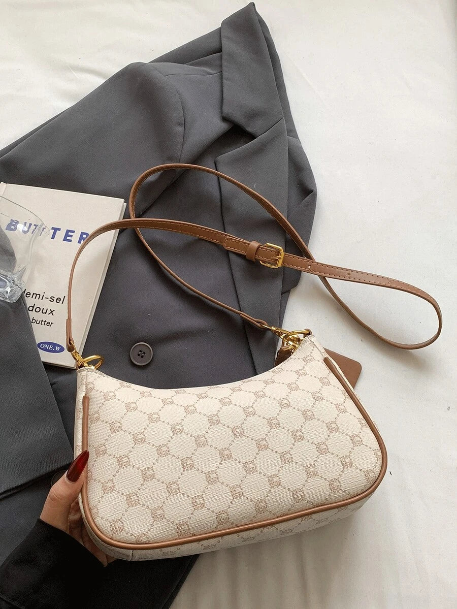 White Ladies' Shoulder Bag Made Of PU Material
