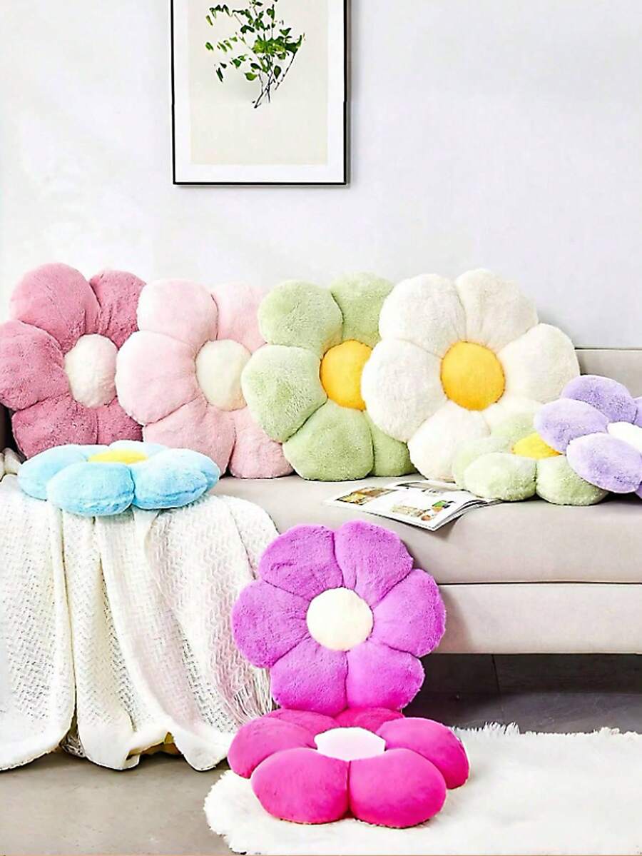 1pc Floral Decorative Throw Pillow, Cute & Soft Flower Plush Pillow
