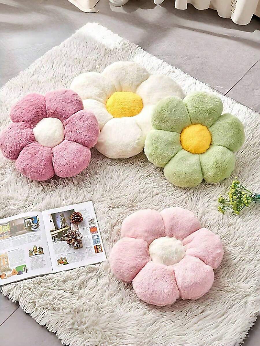 1pc Floral Decorative Throw Pillow, Cute & Soft Flower Plush Pillow