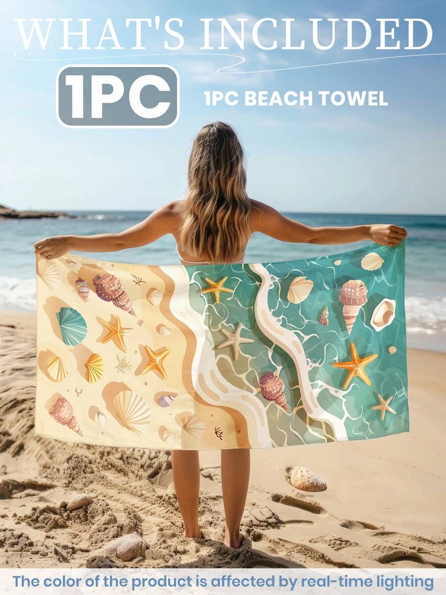 1pc Printed Beach Towel, Summer Fruit Pattern Swimwear