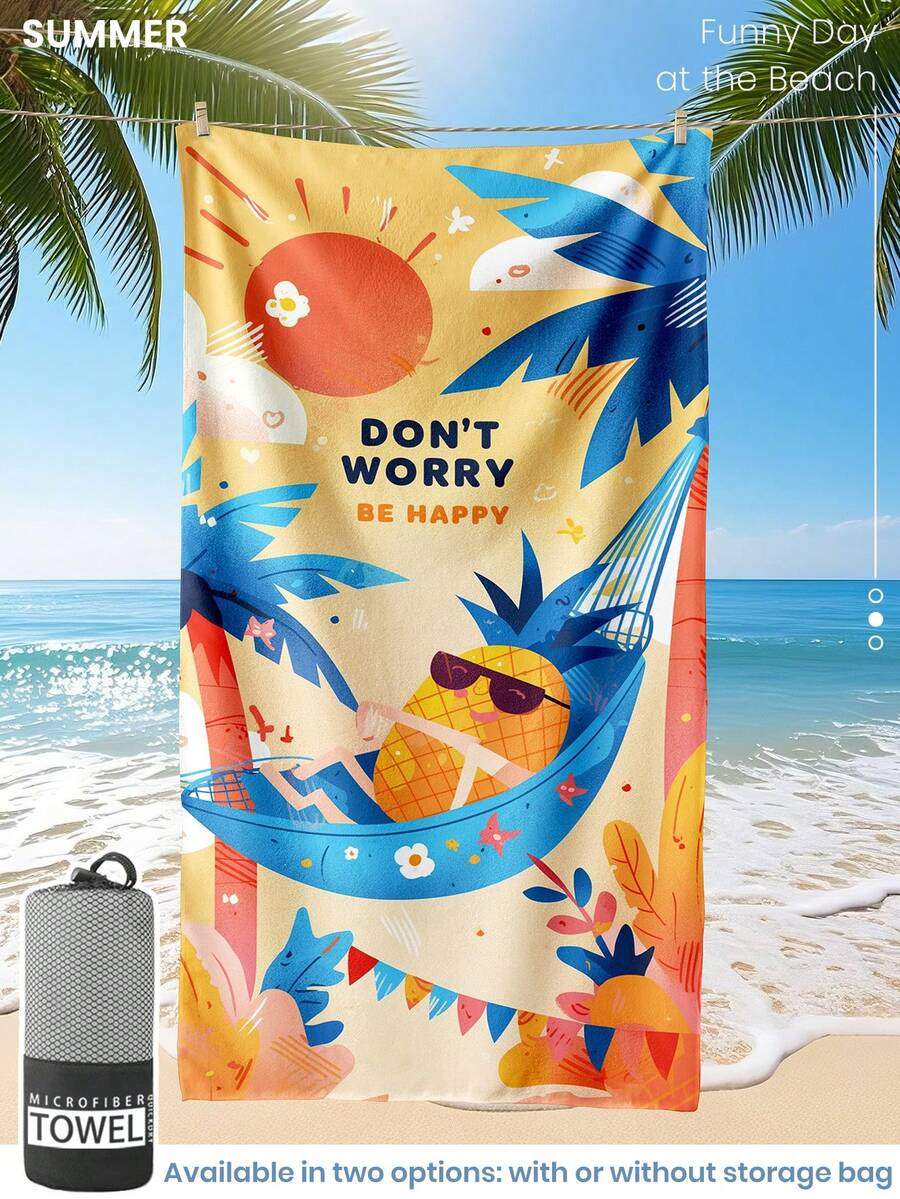 1pc Printed Beach Towel, Summer Fruit Pattern Swimwear