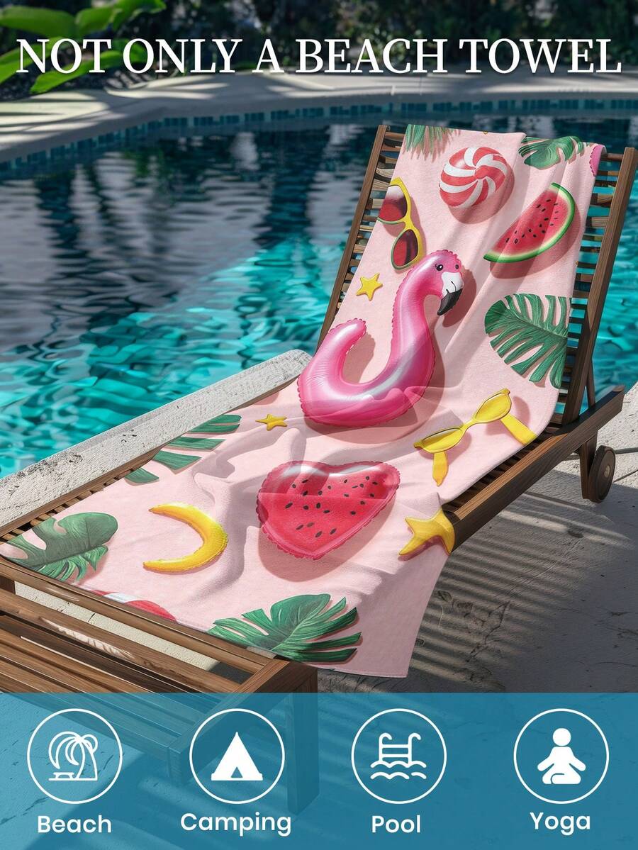1pc Printed Beach Towel, Summer Fruit Pattern Swimwear