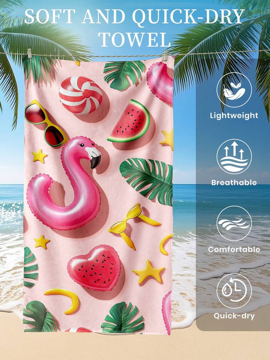 1pc Printed Beach Towel, Summer Fruit Pattern Swimwear