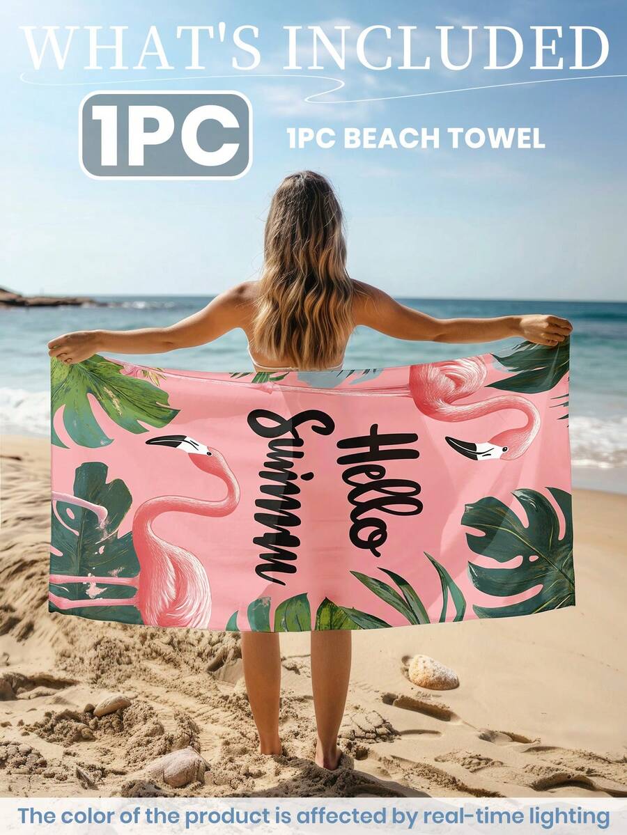 Printed Beach Towel, Flamingo Pattern Swimwear