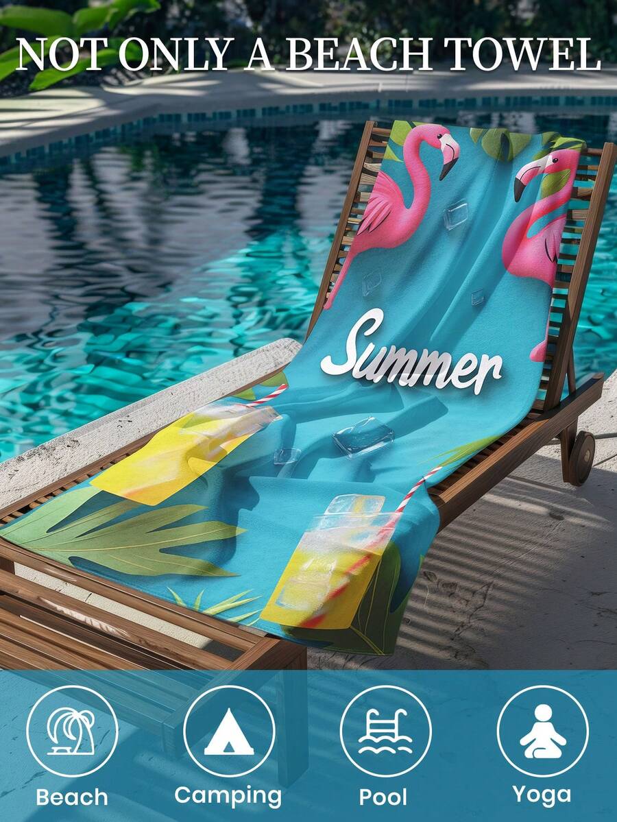 Printed Beach Towel, Flamingo Pattern Swimwear