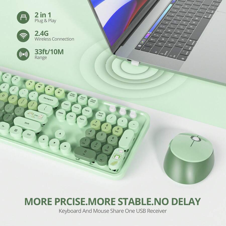 Wireless Keyboard And Mouse Set, Cute Keyboard And Mouse Combo