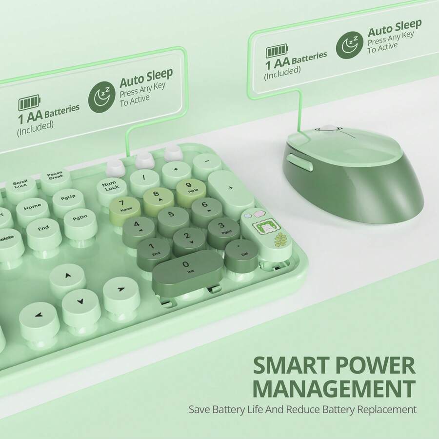 Wireless Keyboard And Mouse Set, Cute Keyboard And Mouse Combo