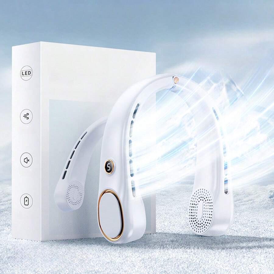 Hands-Free Bladeless Neck Fan Portable Rechargeable, 360° Cooling Neck Fan