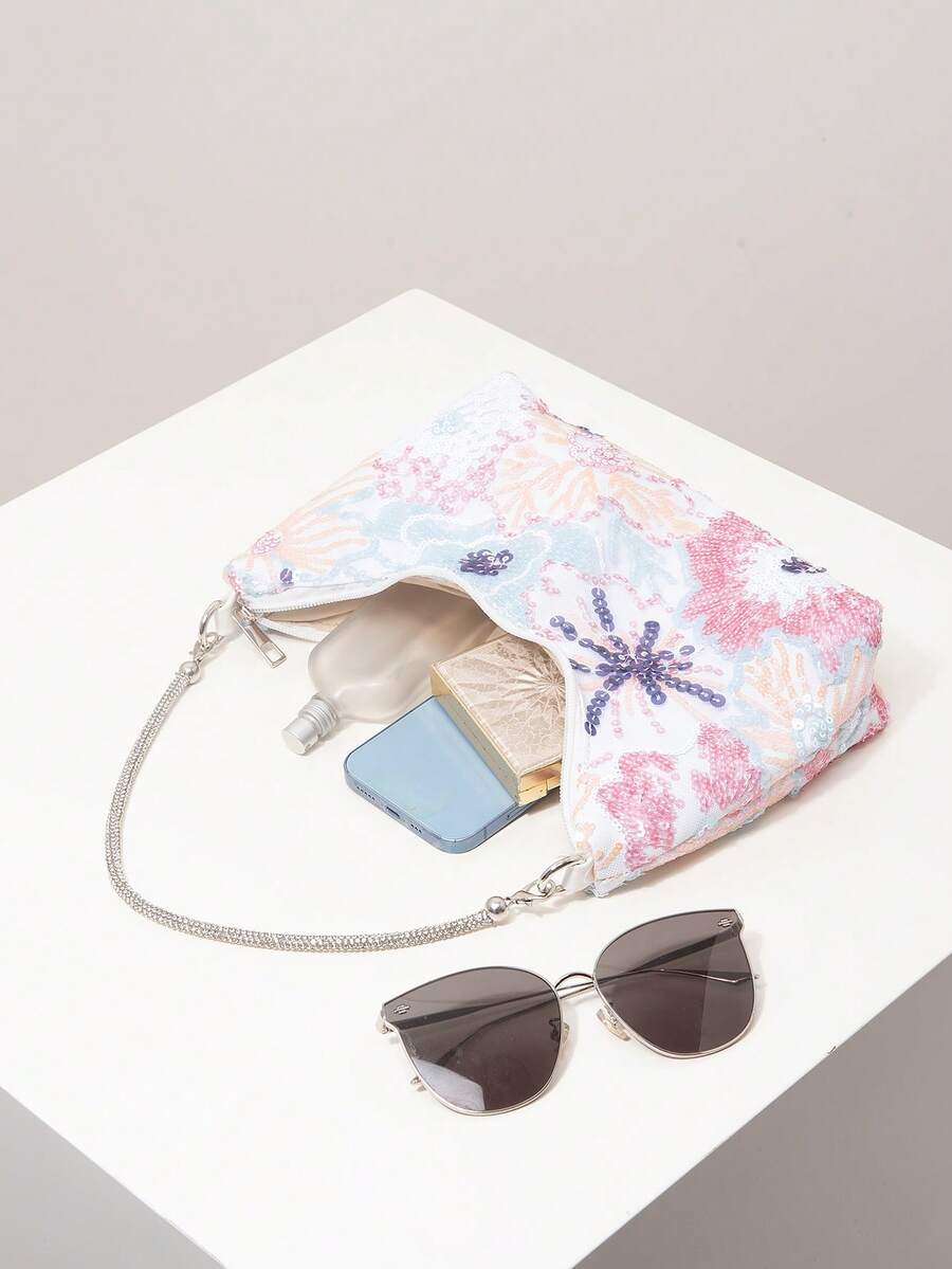 Random Pattern Shoulder Bag, Sequin Bag