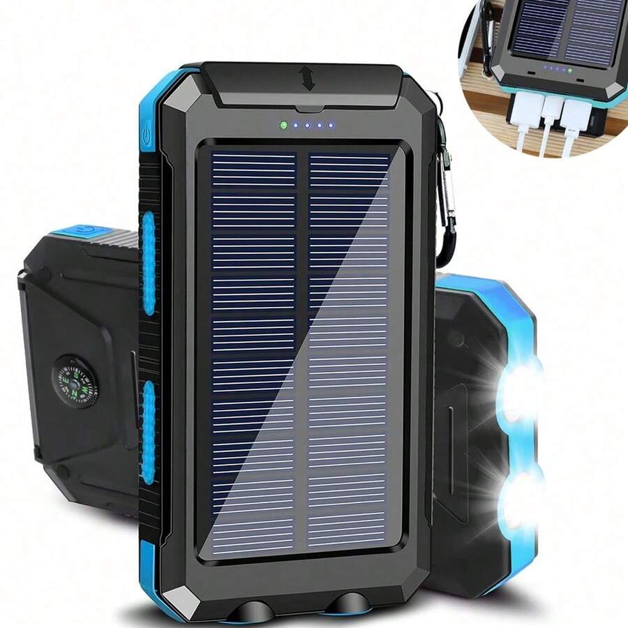 Solar Charger Power Bank Portable Charger With LED Flashlight