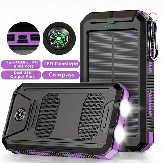 Solar Charger Power Bank Portable Charger With LED Flashlight