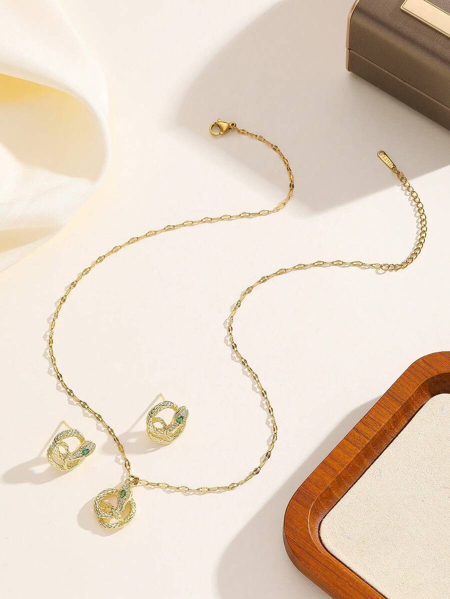 1 Set Stainless Steel Necklace & Earrings