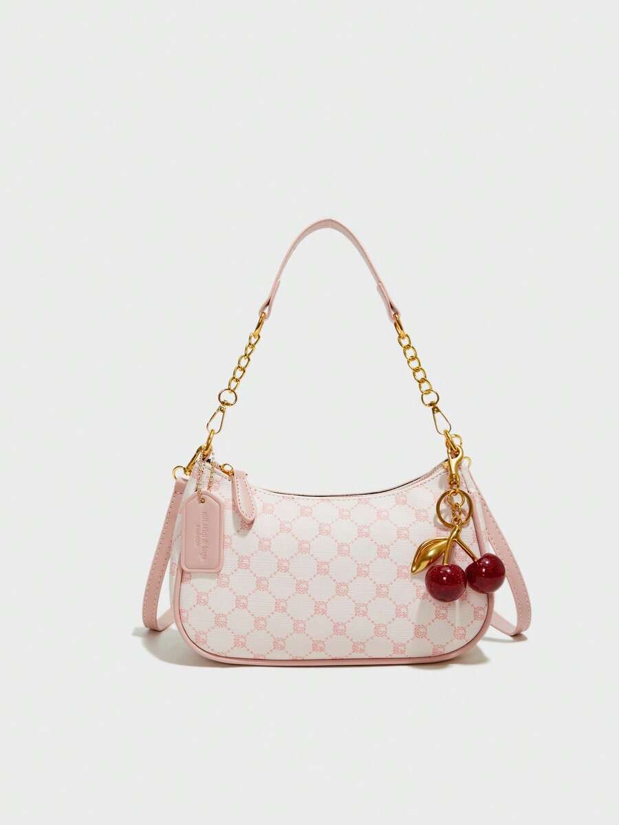 White Ladies' Shoulder Bag Made Of PU Material