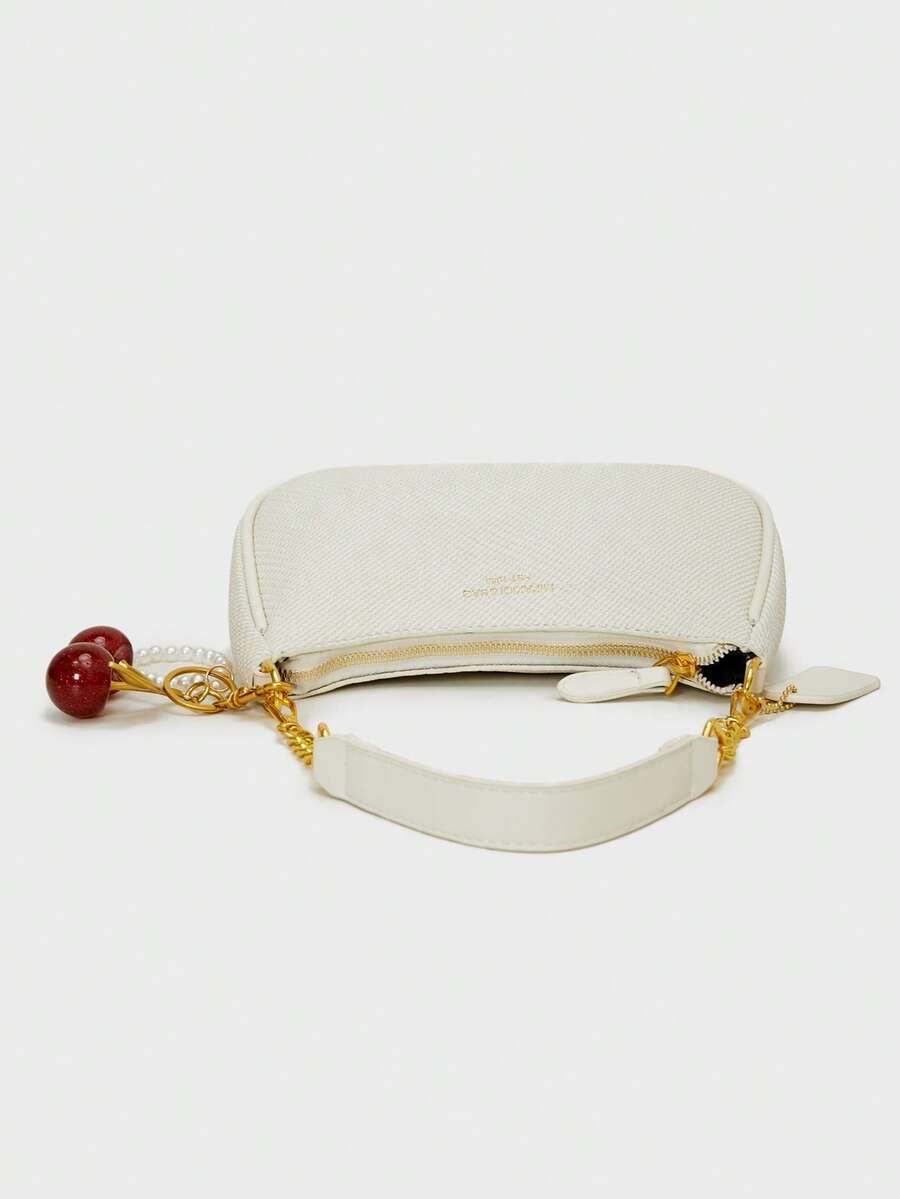 White Ladies' Shoulder Bag Made Of PU Material