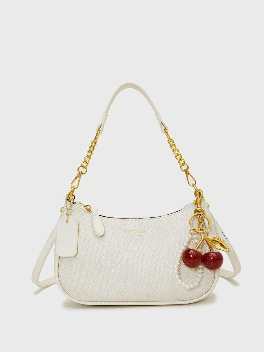 White Ladies' Shoulder Bag Made Of PU Material