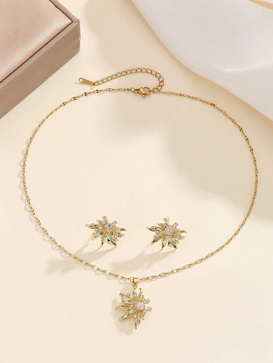1 Set Stainless Steel Necklace & Earrings