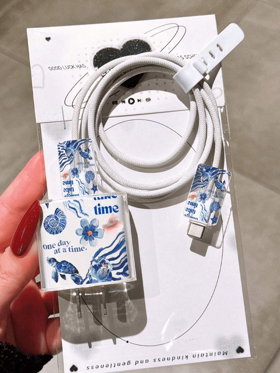 Cute Sea Turtle Design Charger Data Cable Protector Case