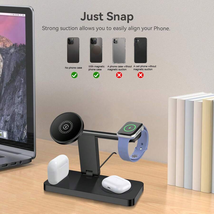 Fast Charging 3-In-1 Wireless Charger 4 In 1 Magnetic Wireless Charger Stand