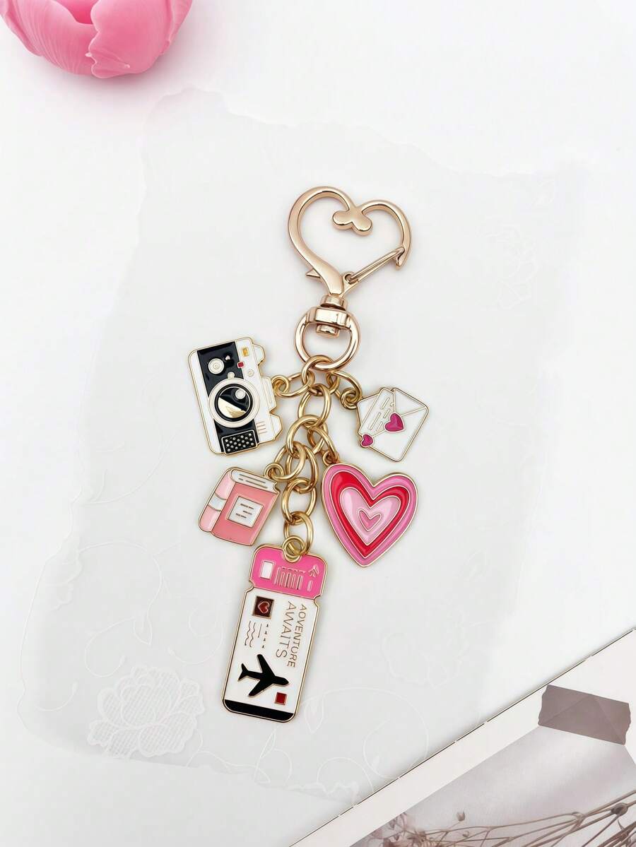 1pc Elegant Pink Bow Travel Keychain Pendant