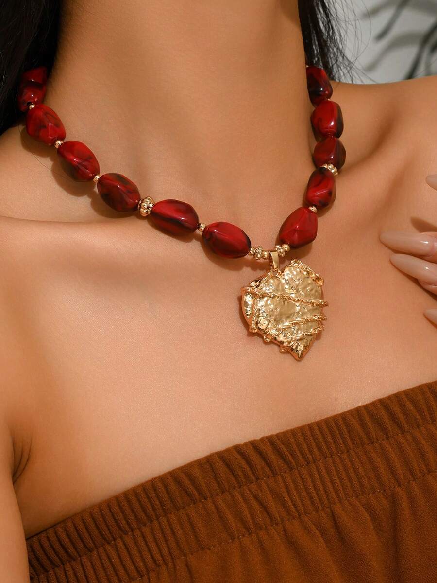Elegant Fashion Gold Chain Plastic Orange Red Jelly