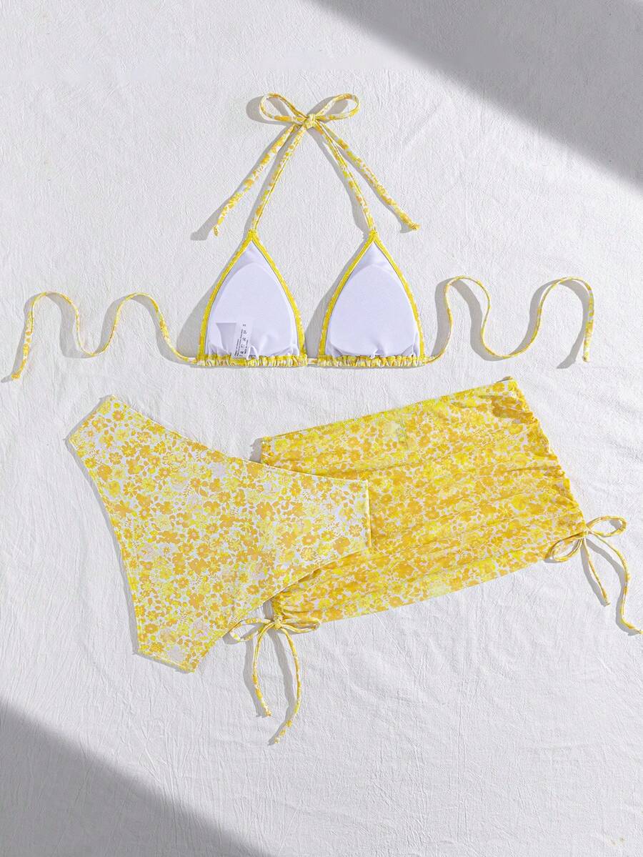 Tie Side Bikini 3-Piece Swimwear For Women
