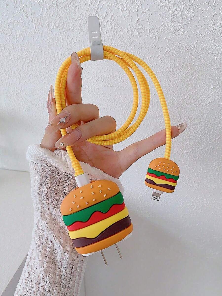 Cartoon Cute Hamburger & Apple Design Protective Case
