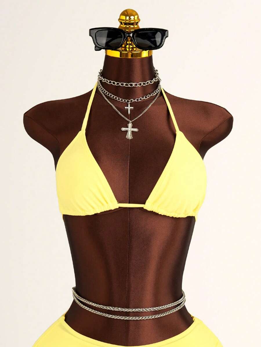Tie Side Bikini 3-Piece Swimwear For Women