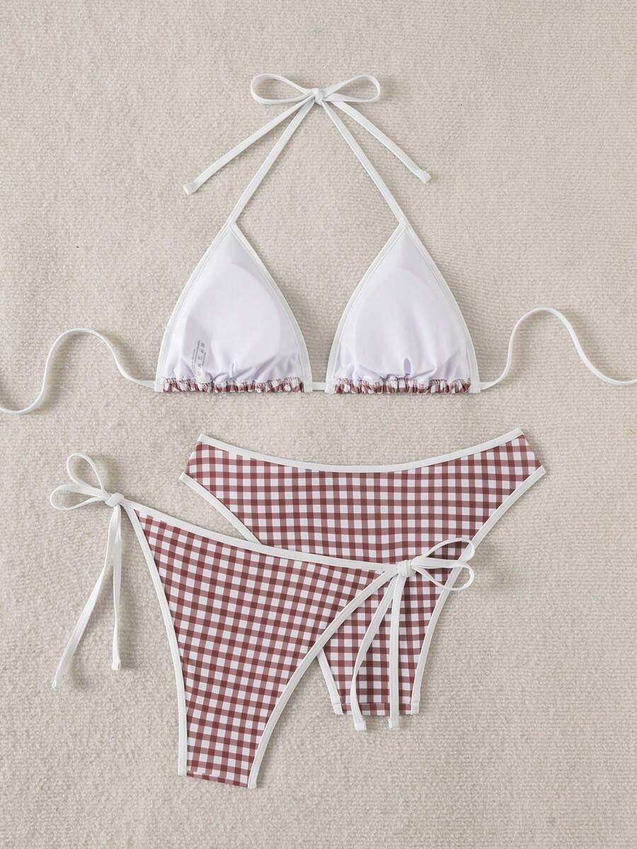 Swim Vcay Women's 3-Piece Set Blue And Orange Tie-Dye Bikini Swimwear
