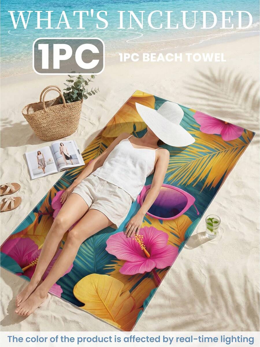 1pc Printed Beach Towel, Summer Fruit Pattern Swimwear