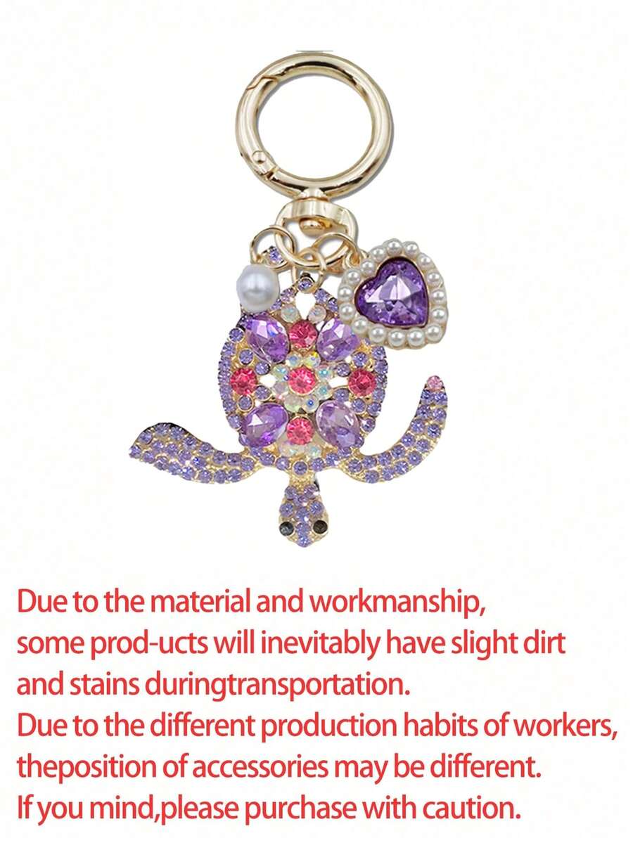 Zinc Alloy Turtle Pendant Keychain With Pearl