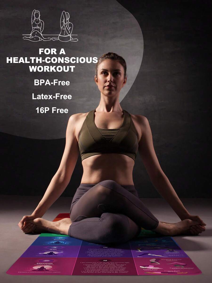 [Rainbow 7 Chakra Yoga Mat] Thick Non-Slip Silica Gel Material Home Fitness Mat
