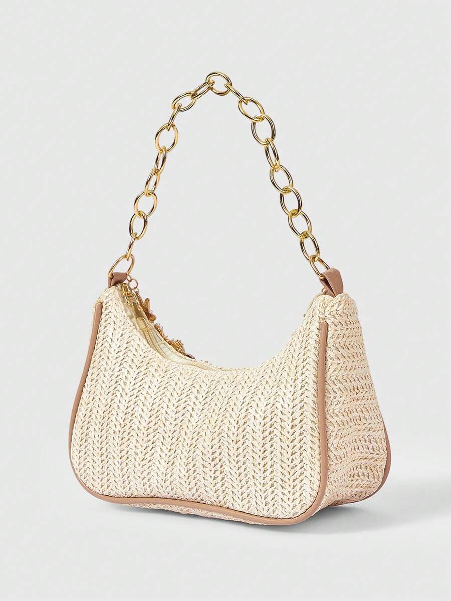ROMWE Fairycore Summer Beach Starfish Series Woven Shoulder Bag
