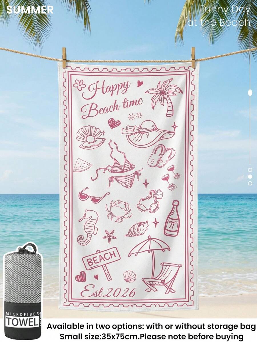 Blue Shell Print Beach Towel, Swimming Towel