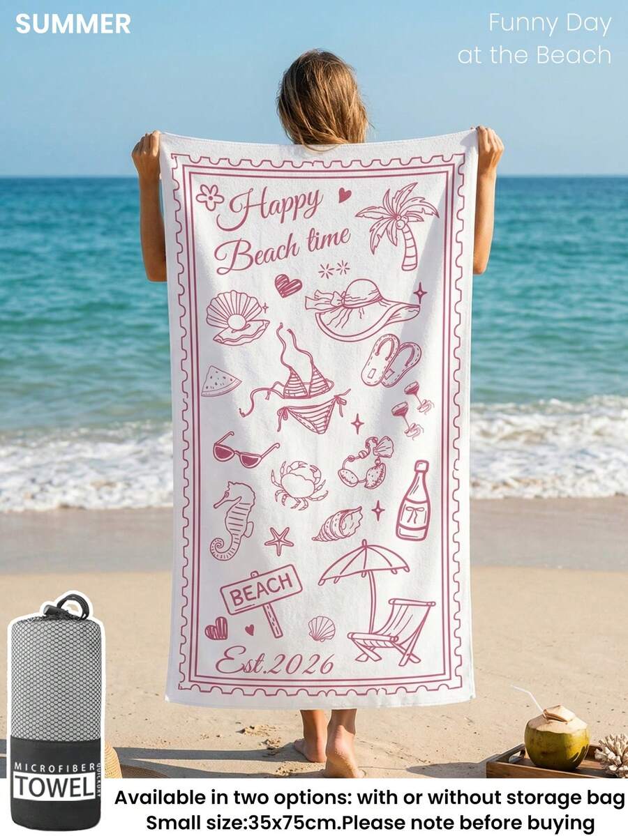Blue Shell Print Beach Towel, Swimming Towel