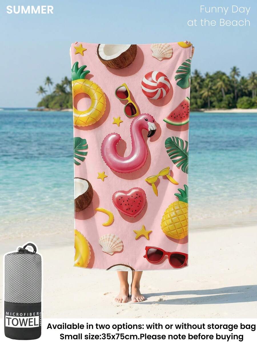 Printed Beach Towel, Flamingo Pattern Swimwear