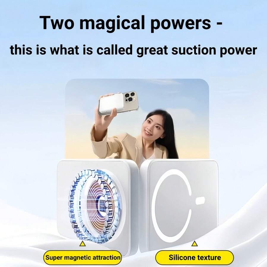Fast Charging Magnetic Wireless Power Bank With MagSafe Ring Portable Charger