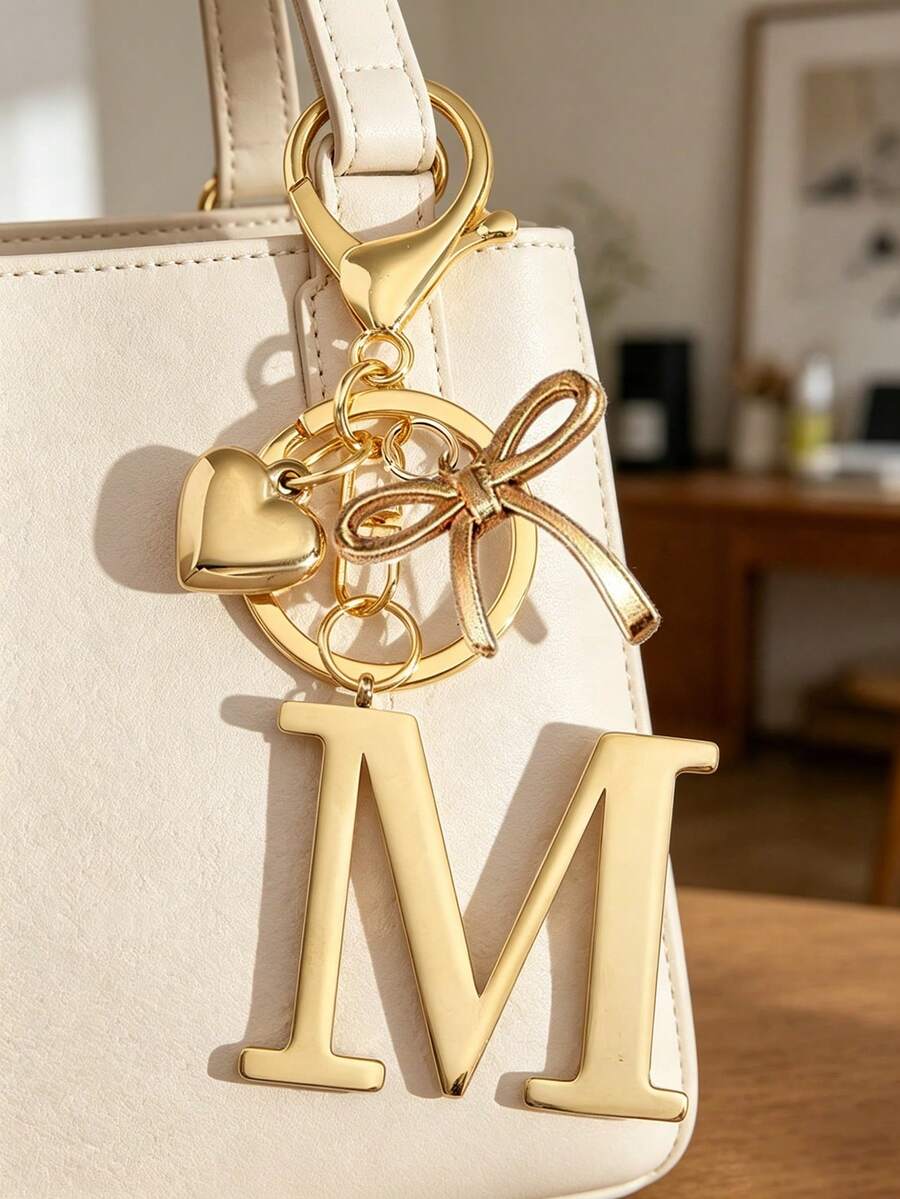 Elegant Metal Heart-Shaped Letter Keychain