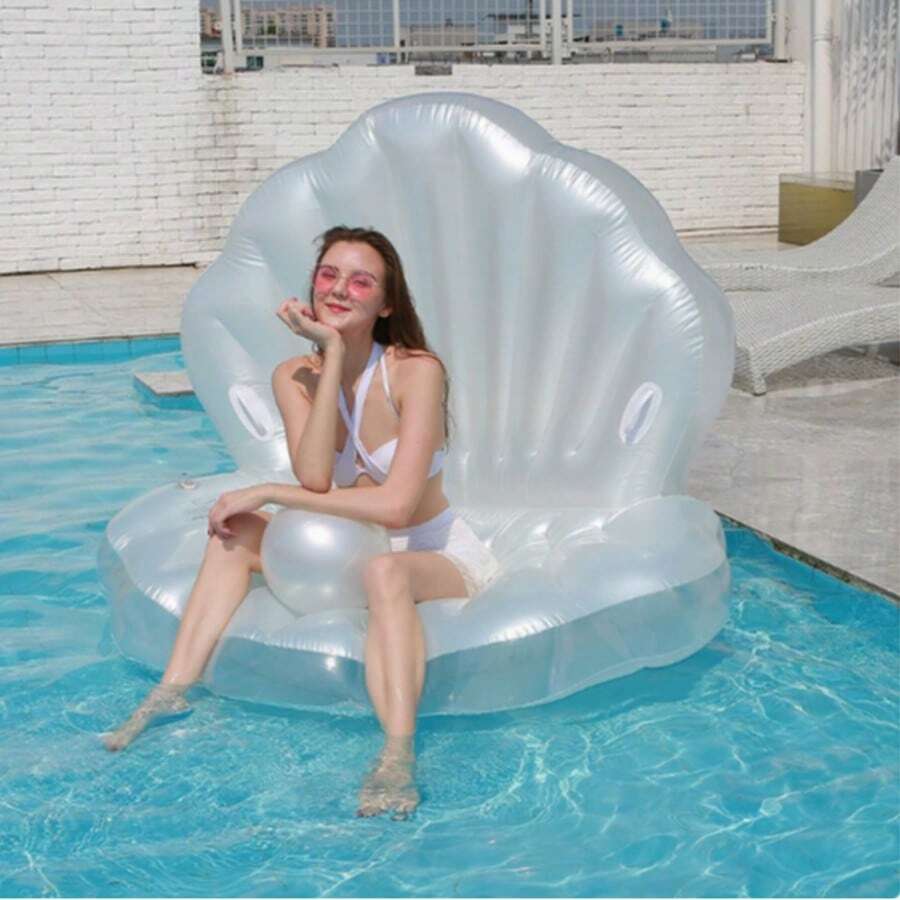 1pc White Pearl Shell Shaped Inflatable Raft