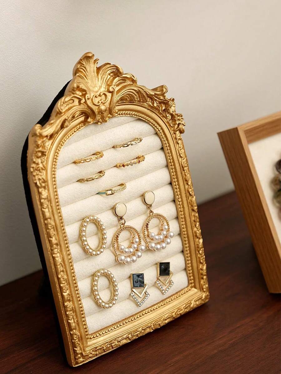 Vintage Resin Scroll Velvet Jewelry Storage Rack