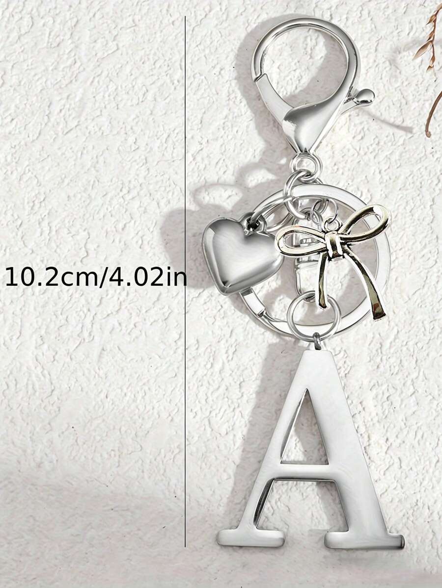 Elegant Metal Heart-Shaped Letter Keychain