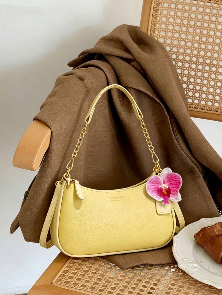 White Ladies' Shoulder Bag Made Of PU Material