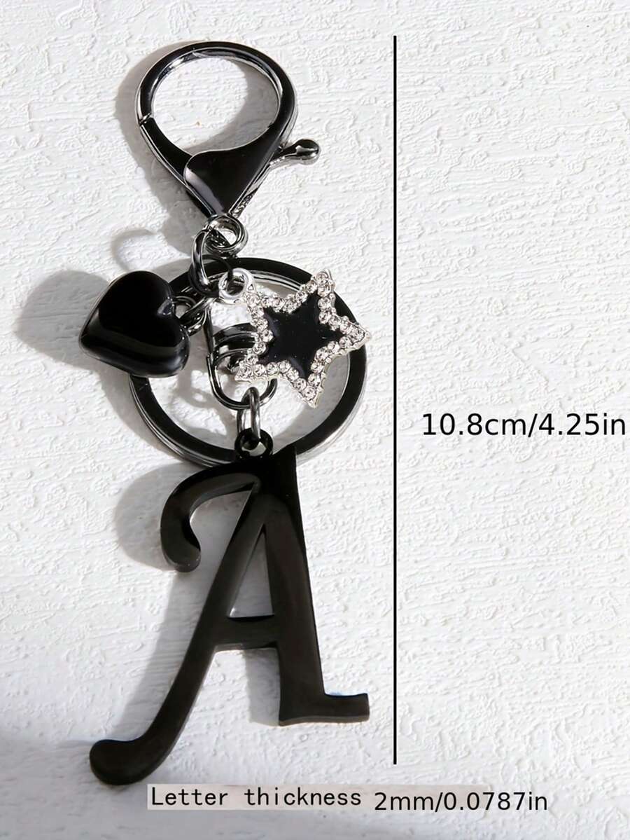 Elegant Metal Heart-Shaped Letter Keychain