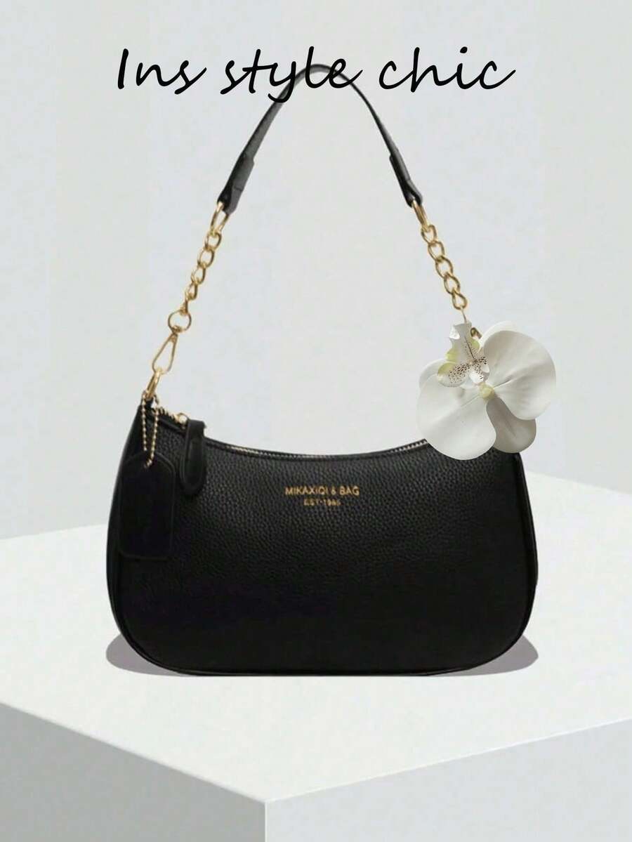 White Ladies' Shoulder Bag Made Of PU Material
